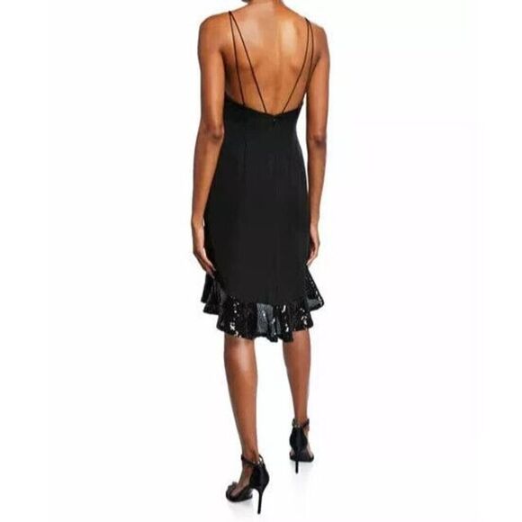 SHO x Tadashi Shoji Women's Sz 00 Black Asymmetrical Sequin Cocktail Dress - Picture 13 of 14